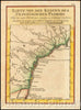 Historic Map - Karte von den Kusten des Franzosischen Florida/Map of the coast line from Cape Fear to St. Augustine, from a German edition of Bellin's, 1755 - Vintage Wall Art