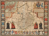 Historic Map - Cambridgshire described with the devision of the hundreds, the Townes situation with the Armes of the Colleges of that famous Universiti: 1676 - Vintage Wall Art