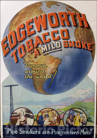 Historic Map - World Map - Tobacco Advertising) Edgeworth Tobacco store display, 1948, Larus & Brother Company - Vintage Wall Art