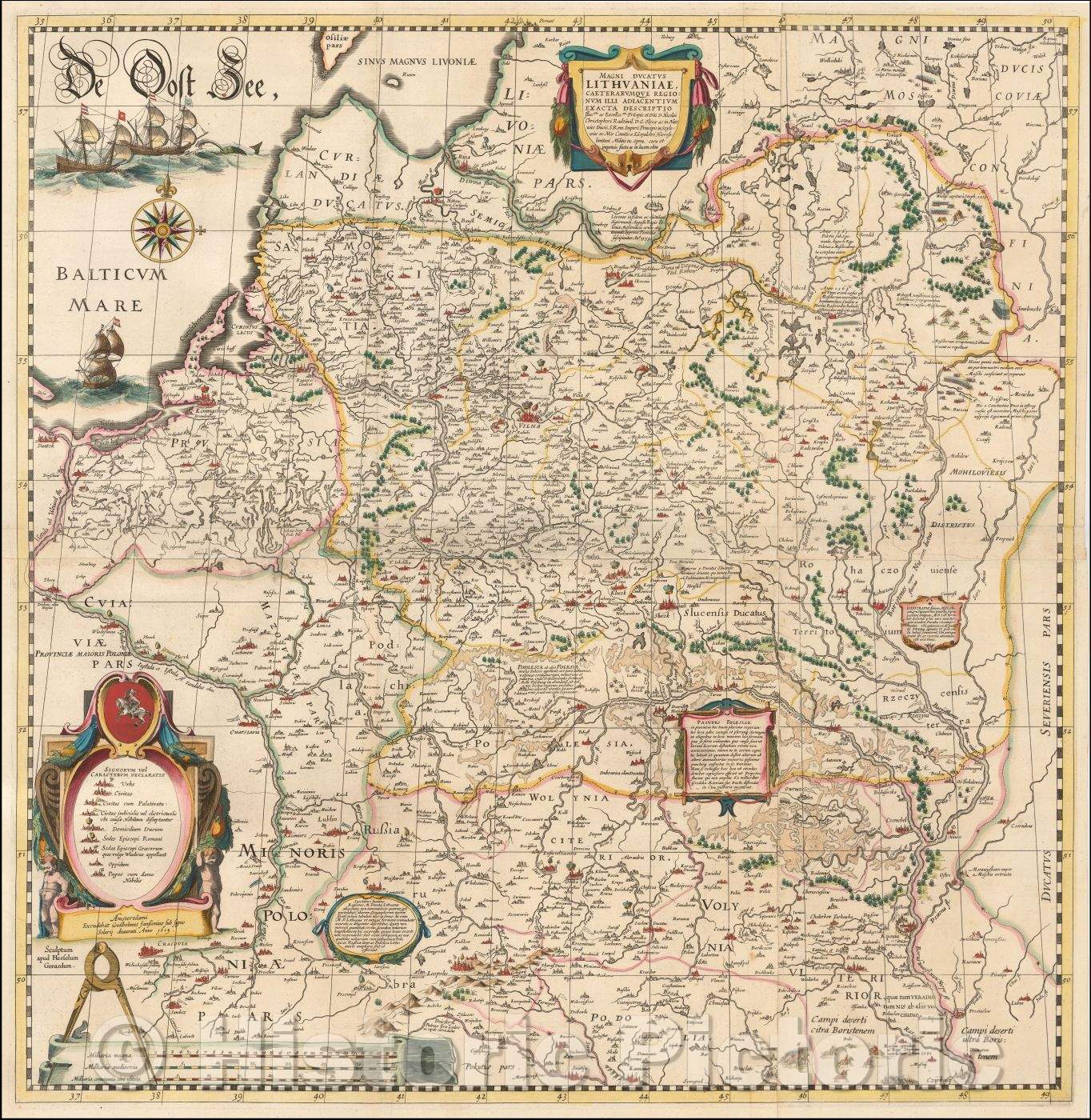 Historic Map - Magni Ducatus Lithuaniae Caeterarumque Regionum Illi Adjacentium, 1613, Willem Janszoon Blaeu v7