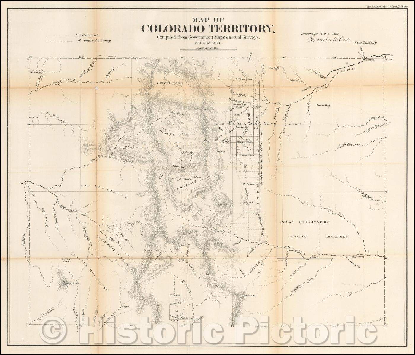 Historic Map - Map of Colorado Territory, 1861, General Land Office v2