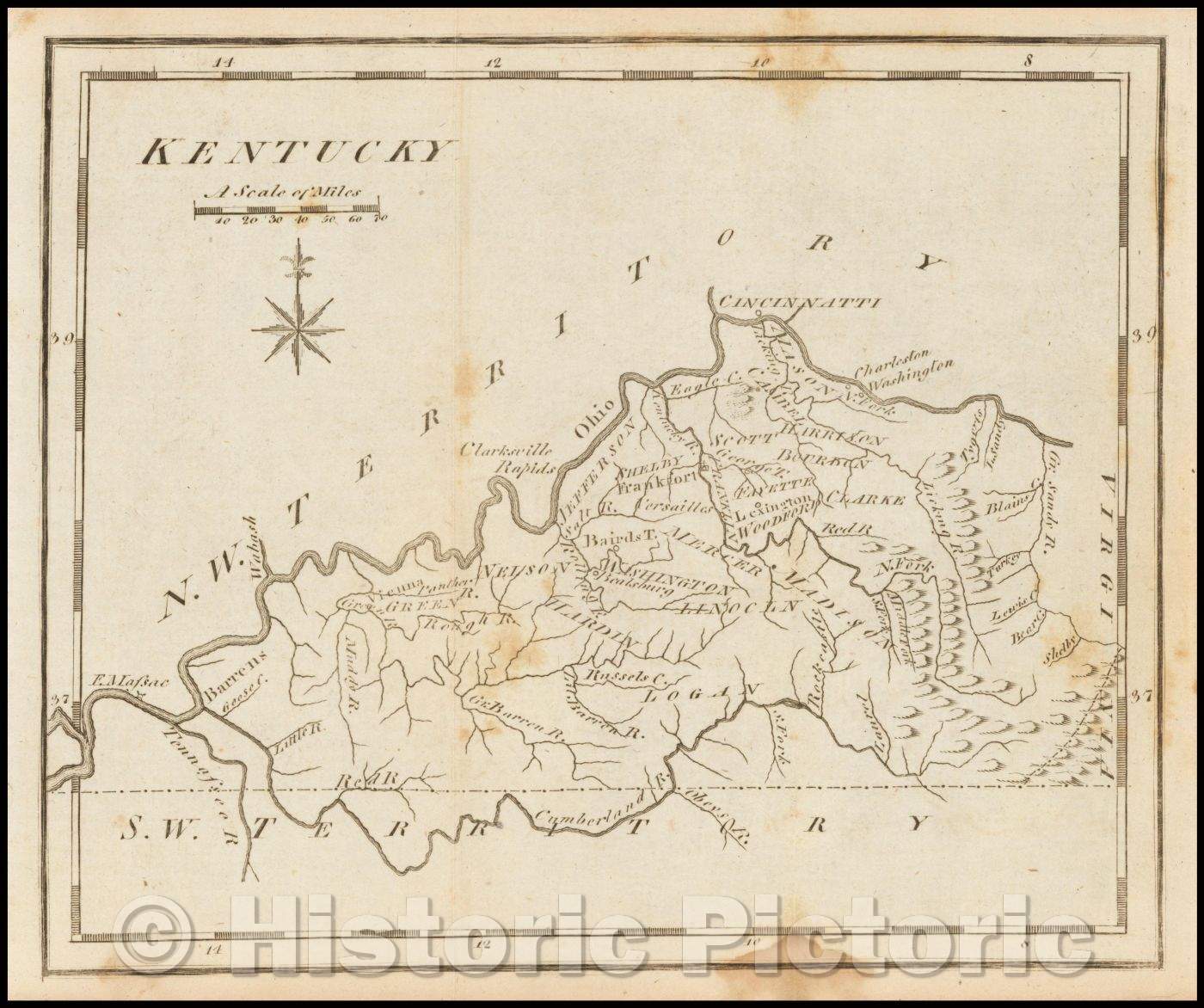 Carte De L'état Du Kentucky. Carte DE L'état DES ÉTATS-UNIS. Symbole Contour Kentucky Illustration Vectorielle 2pjp088