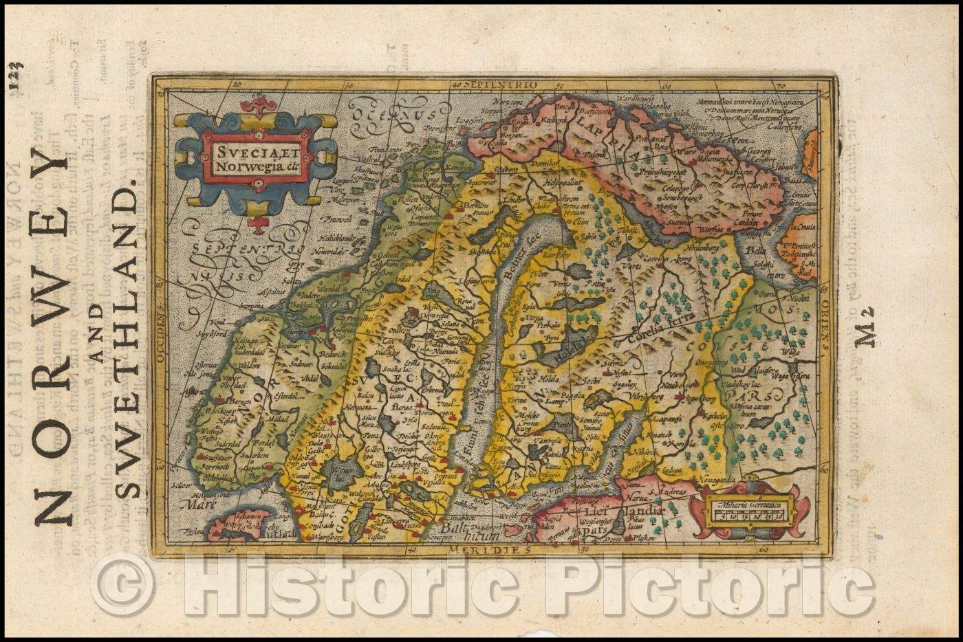 Historic Map - Suecia et Norwegia etc./Sweden will Norwegia etc, 1625, Samuel Purchas - Vintage Wall Art