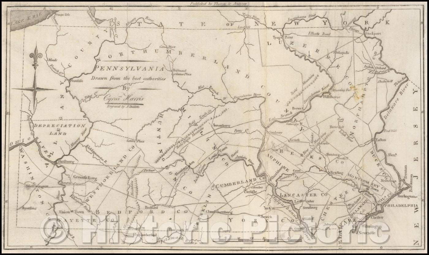 Historic Map - Pennsylvania, 1796, Jedidiah Morse - Vintage Wall Art