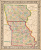 Historic Map - County Map of the States of Iowa and Missouri, 1865, Samuel Augustus Mitchell Jr. - Vintage Wall Art