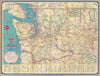 Historic Map - Official Road Map Washington, 1930, Gousha Company - Vintage Wall Art