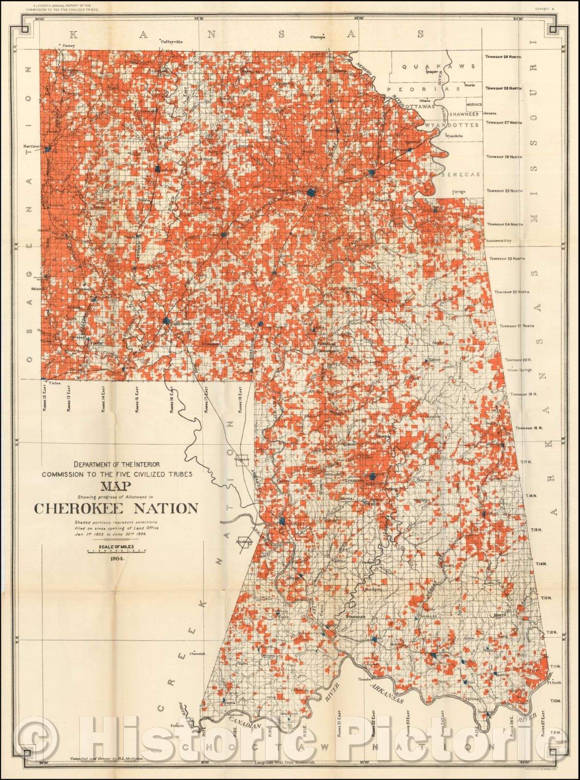 Historic Map - Map Showing progress of the Allotment in the Cherokee N ...