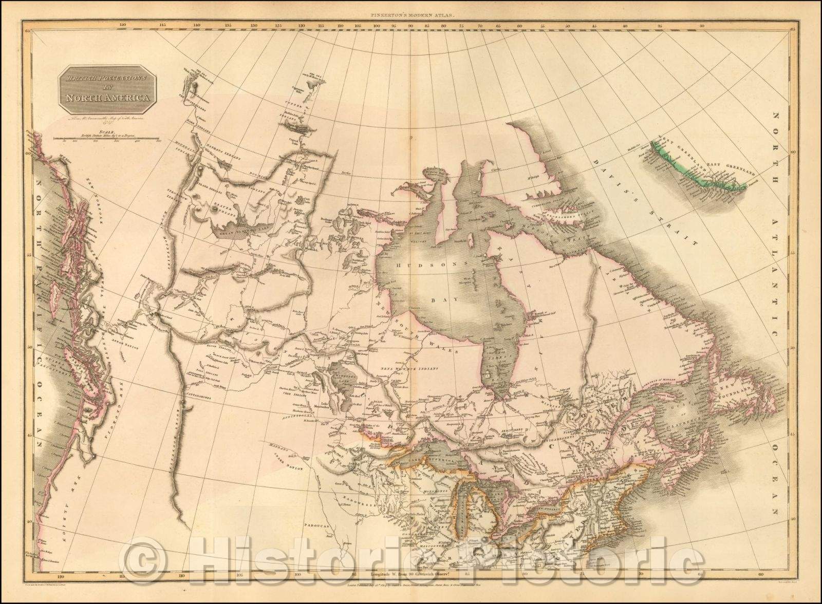 Historic Map - British Possessions in North America From Mr. Arrowsmith's Map of North America, 1812, John Pinkerton - Vintage Wall Art