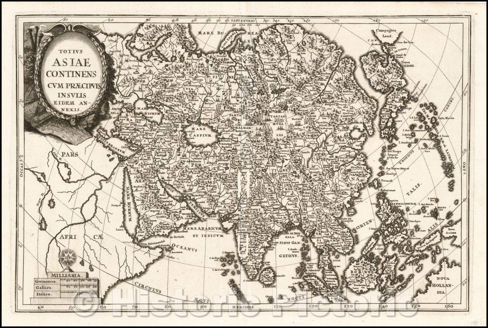 Historic Map - Totius Asiae Continens Cum Praecipuis Insulis Eidem Annexis/Scherer's Map of Asia, 1710, Heinrich Scherer - Vintage Wall Art