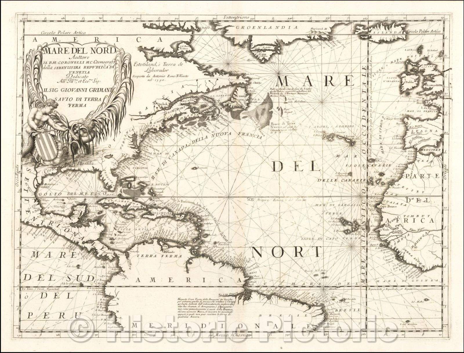 Historic Map - Mare Del Nord Auttore Il P.M. Coronelli, 1691, Vincenzo Maria Coronelli v1