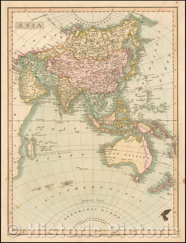 Historic Map - Asia with Australia and New Zealand, 1809, Charles Smith - Vintage Wall Art