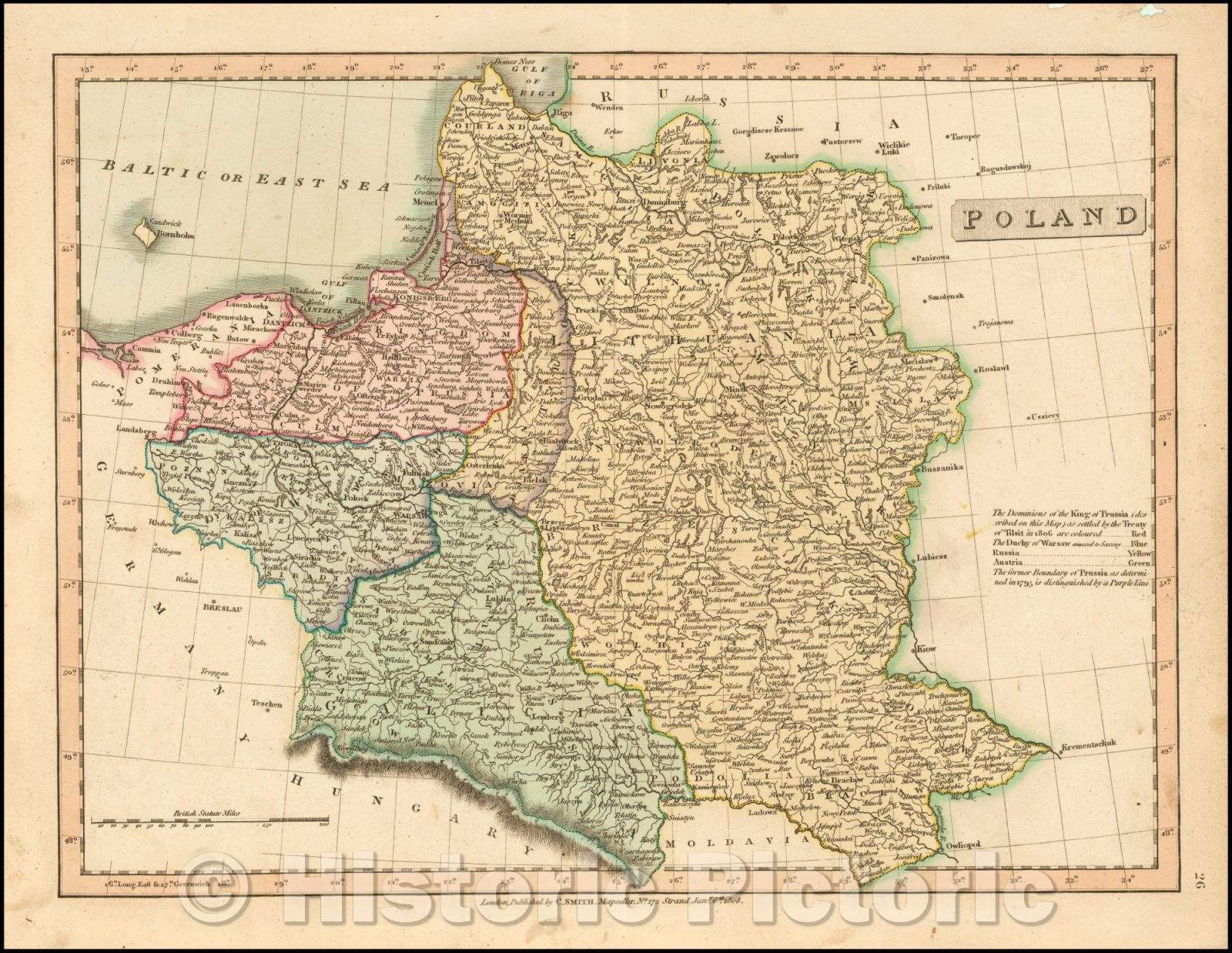 Historic Map - Poland, 1809, Charles Smith - Vintage Wall Art