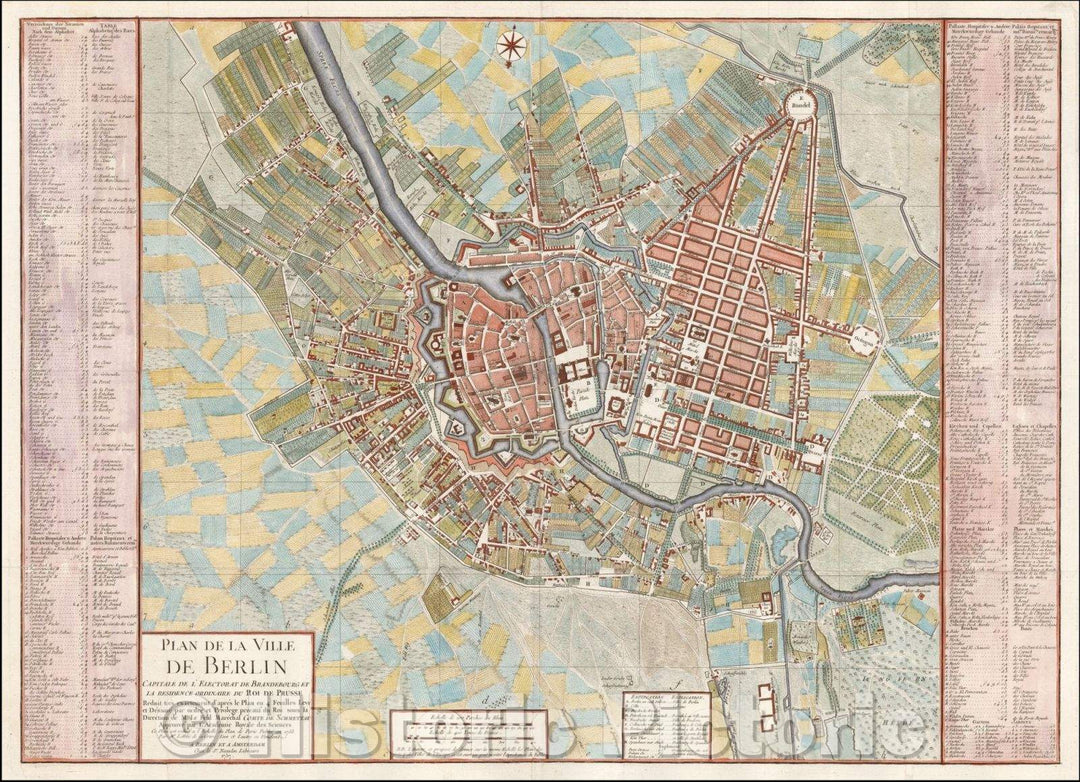 Historic Map - Plan de la Ville de Berlin Capitale de L'Electorat de Brandebourg et la re, 1757 - Vintage Wall Art