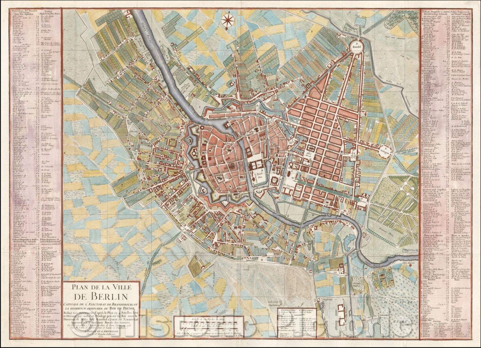 Historic Map - Plan de la Ville de Berlin Capitale de L'Electorat de Brandebourg et la re, 1757 - Vintage Wall Art