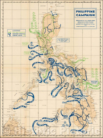 Historic Map - World War II Map of the Philippine Islands, 1945, U.S. Army - Vintage Wall Art