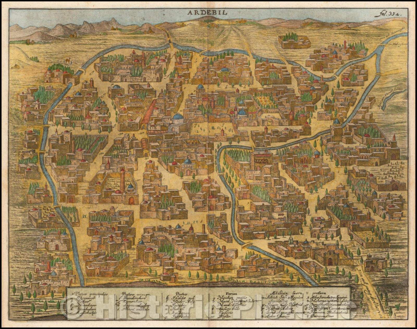 Historic Map - Ardebil, 1663, Olfert Dapper - Vintage Wall Art