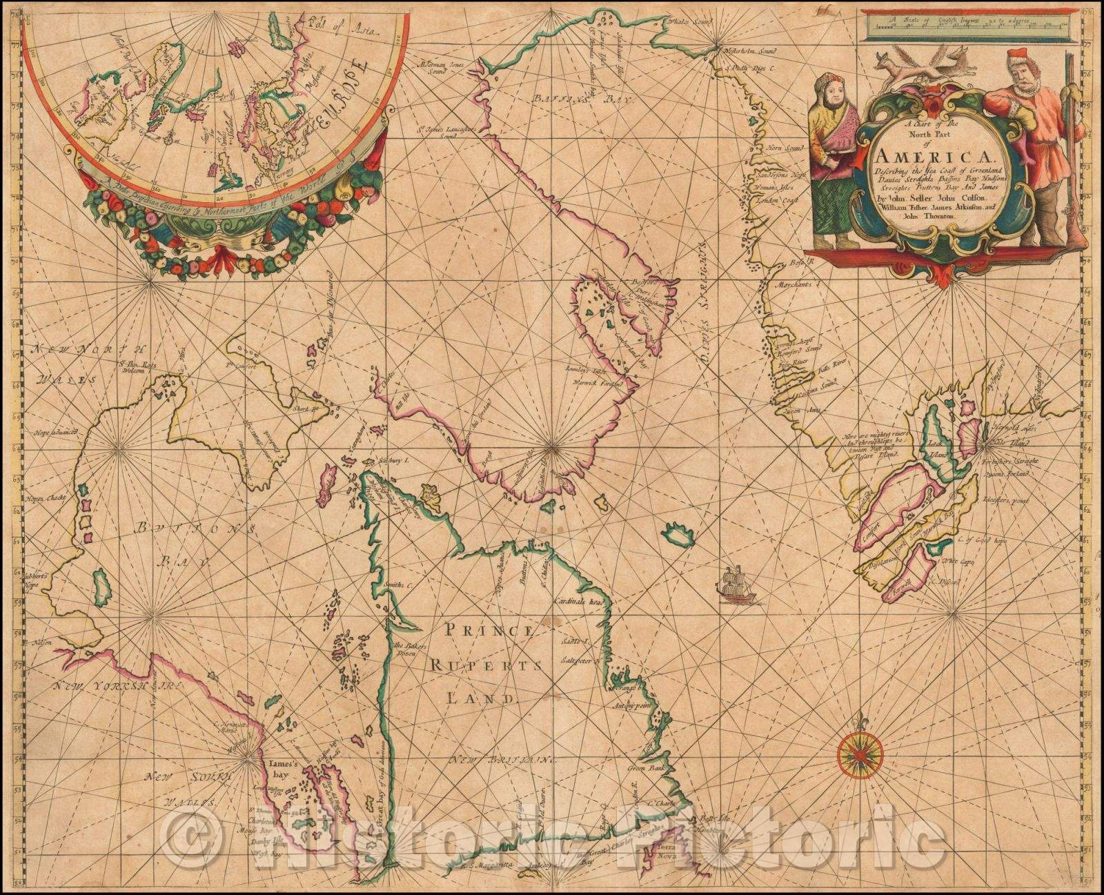 Historic Map - A Chart of The North Part of America. Describing the Se ...