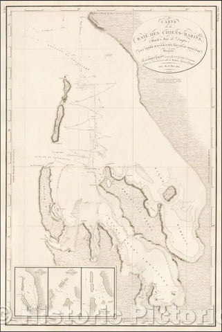 Historic Map - Carte de la Baie Des Chiens-Marins, (Shark's Bay de Dampier) A La Terre D'Endracht :: Western Australia, the Baie des Chiens-Marins, 1812 - Vintage Wall Art