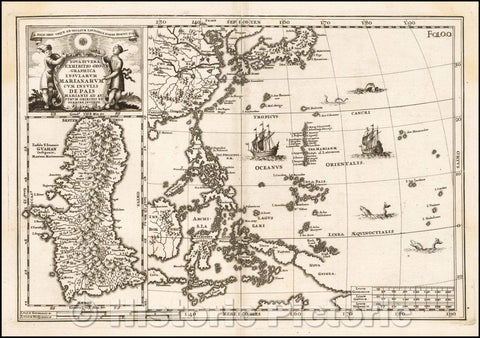 Historic Map - (Philippines) Nova Et Vera Exhibito Geographica Insularum Marianarum Cum I/Map of the the Philippines, China, Japan and Korea, Guam, 1703 - Vintage Wall Art