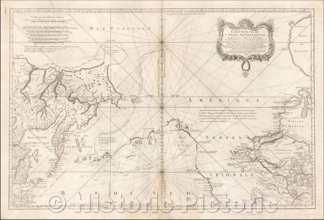 Historic Map - Carte Reduite De L'Ocean Septentrional compris entre l'Asie et l'Amerique Suivant les Decouvertes qui ont ete faites par les Russes, 1766 v3