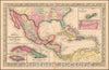 Historic Map - Map of Mexico, Central America, and the West Indies [Insets of Bermuda, Cuba, Jamaica and Panama Railroad], 1852, Samuel Augustus Mitchell Jr. - Vintage Wall Art