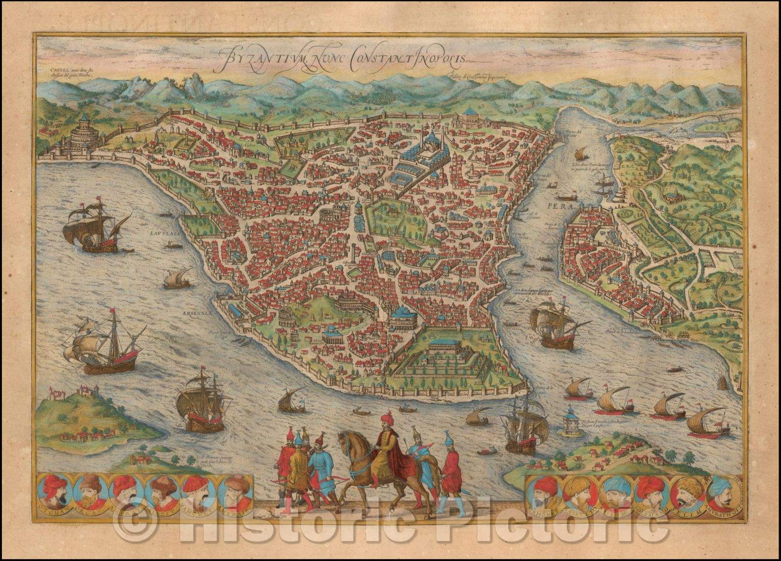 Historic Map - Byzantium Nunc Constantinopolis, 1572, Georg Braun v2