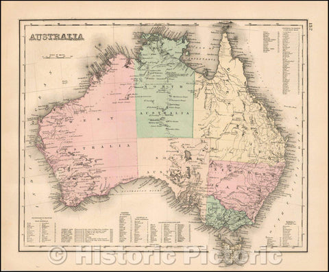 Historic Map - Australia, 1875, O.W. Gray - Vintage Wall Art