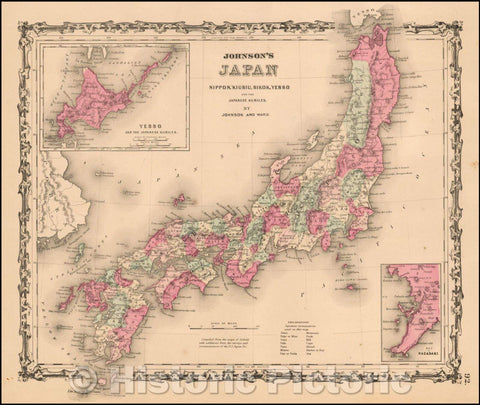 Historic Map - Johnson's Japan Nippon, Kiusiu, Sikok, Yesso and the Japanese Kuriles, 1862, Benjamin P Ward v1