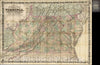 Historic Map - Colton's New Topographical Map of the States of Virginia, West Virginia, Maryland & Delaware and Portions of other Adjoining States, 1881 - Vintage Wall Art