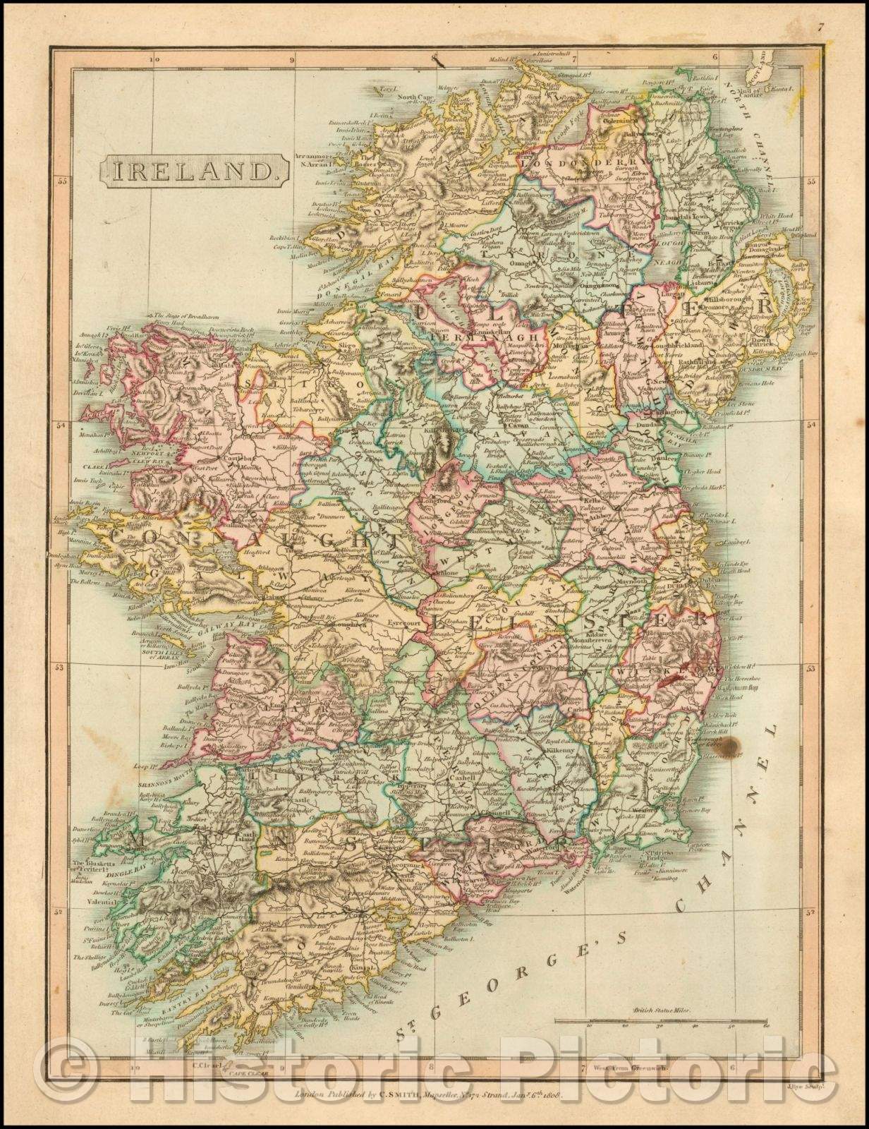 Historic Map - Ireland, 1809, Charles Smith - Vintage Wall Art