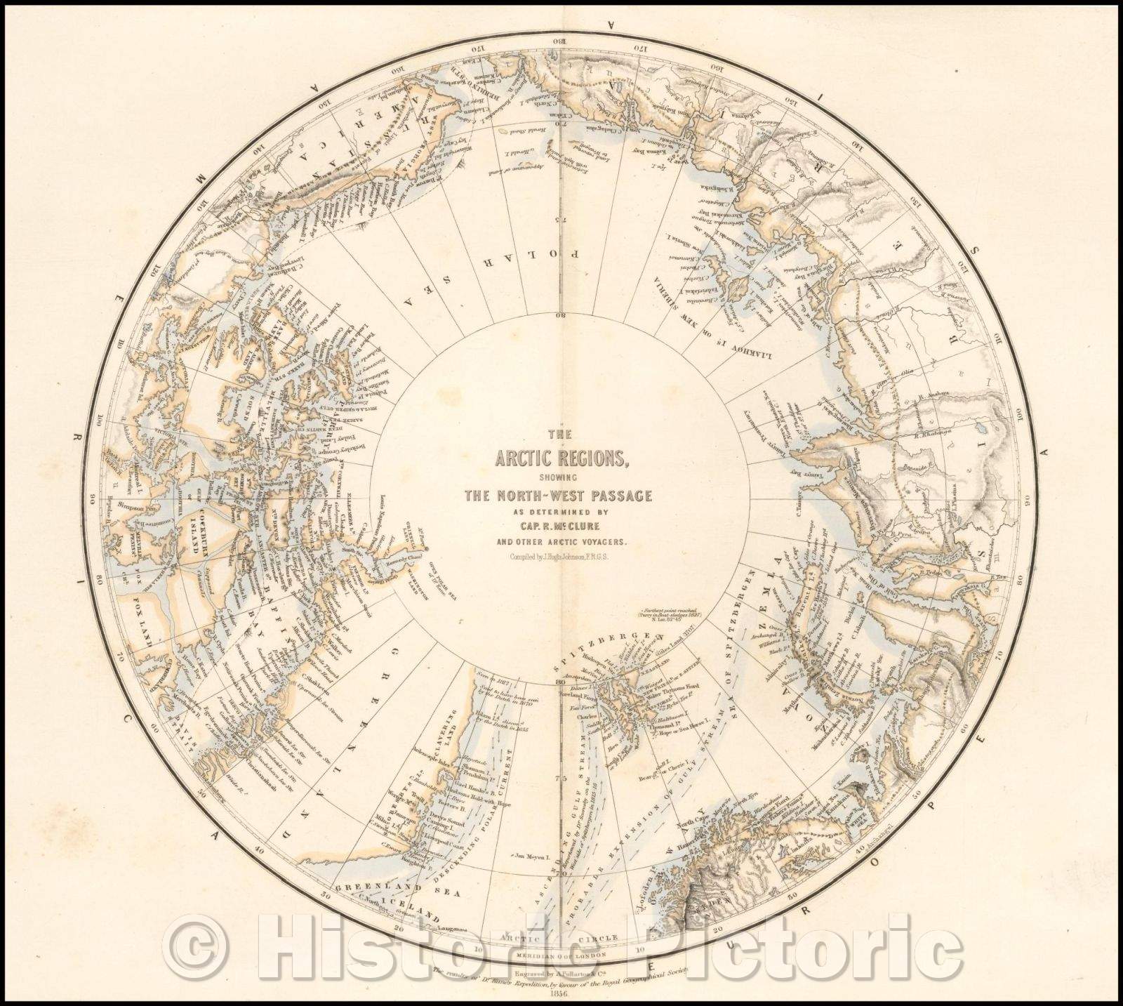 Historic Map - The Arctic Regions Showing the North-West Passage as Determined, 1856, Royal Geographical Society - Vintage Wall Art
