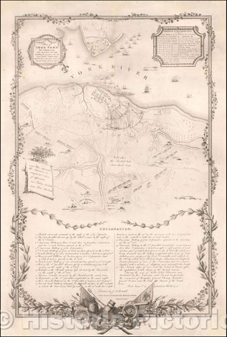 Historic Map - Plan of York Town in Virginia And Adjacent Country, Exhibiting the operations of the American French and British armies, 1825 - Vintage Wall Art
