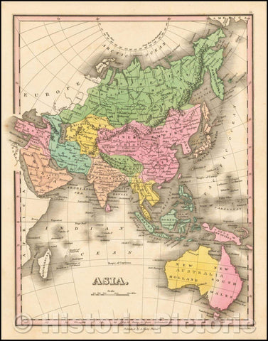 Historic Map - Asia [with Australia], 1824, Anthony Finley - Vintage Wall Art