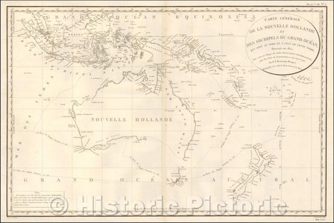 Historic Map - Carte Generale de la Nouvelle Hollande et des Archipels :: Sea Chart of Australia, New Zealand, Borneo, Mindanao and the Straits of Malacca, 1807 - Vintage Wall Art