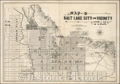 Historic Map - Map of Salt Lake and Vicinity Utah, 1888, Browne & Brooks v1