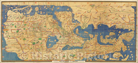 Historic Map - Charta Rogeriana Weltkarte des Idrisi vom Jahrn 1154 n. Ch. / Al-Idrisi Map of the World - 1154 A.D, 1926, Konrad Miller - Vintage Wall Art