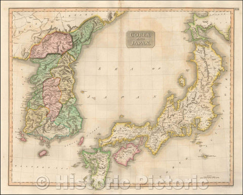 Historic Map - Corea and Japan, 1817, John Thomson - Vintage Wall Art