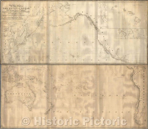 Historic Map - Chart of The Pacific Ocean, Western Coast of America from Cape Horn to Beerings Strait, The Eastern Shores of Asia Including Japan, 1836 v2