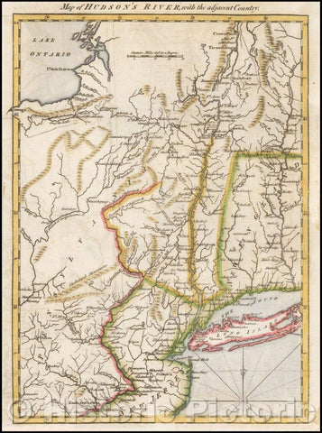 Historic Map - Map of Hudson's River, with the adjacent Country, 1778, Gentleman's Magazine - Vintage Wall Art