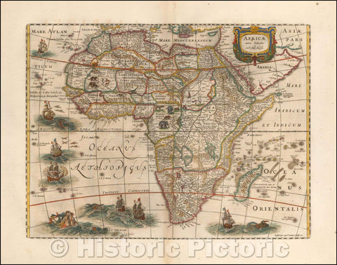 Historic Map - Africae nova Tabula, 1630, Henricus Hondius - Vintage Wall Art