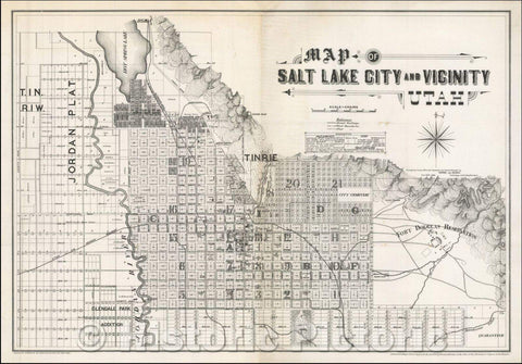 Historic Map - Map of Salt Lake and Vicinity Utah, 1888, Browne & Brooks v2