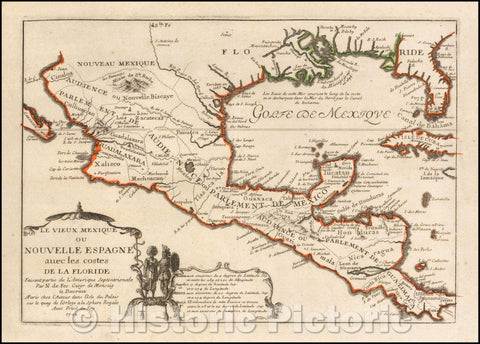Historic Map - Le Vieux Mexique ou Nouvelle Espagne avec les costes De La Floride/Ulm Ptolemy Map the Adriatic and the Balkans, 1702, Nicolas de Fer - Vintage Wall Art