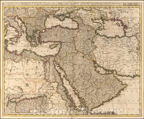 Historic Map - Imperium Turcicum in Europa, Asia, et Africa, divisum in sua Regna/Map of the Turkish Empire, published in Amsterdam by the Valk Family, 1690 - Vintage Wall Art