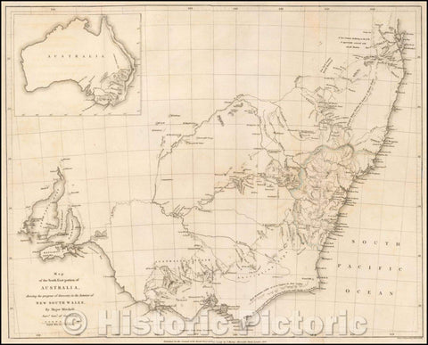Historic Map - Map of the South East Portion of Australia, Shewing the Progress of Discovery, in the Interior of New South Wales, 1837, John Arrowsmith - Vintage Wall Art