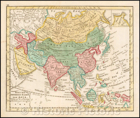 Historic Map - Nieuwe Generale Kaart van Asia Volgens de Laatste Ontdekkingen van Capt. Cook/Map of Asia, pubished in Amsterdam by Jan Elwe, 1786 - Vintage Wall Art