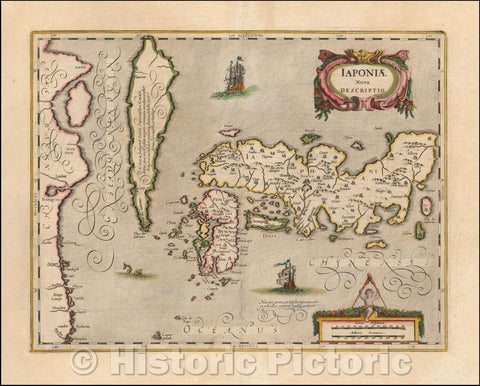 Historic Map - Iaponiae Nova Descriptio [Korea as an Island]/Japan Map [Korea as an island], 1636, Jan Jansson - Vintage Wall Art
