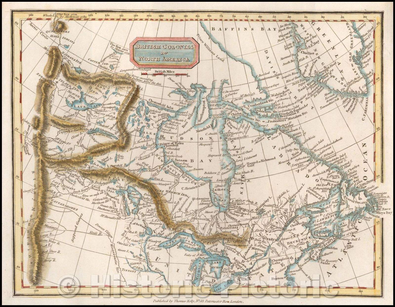 Historic Map - British Colonies in North America, 1810, Thomas Kelly v2