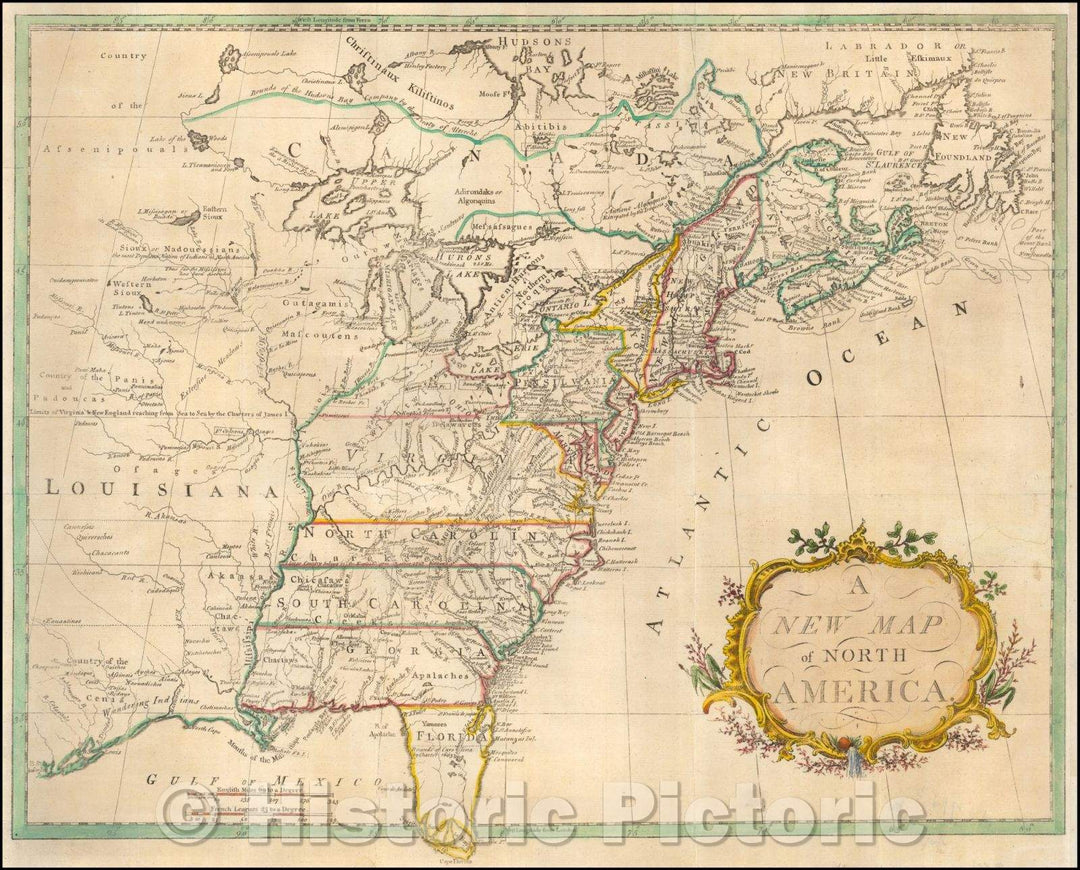 Historic Map - North America, 1779, Anonymous - Vintage Wall Art