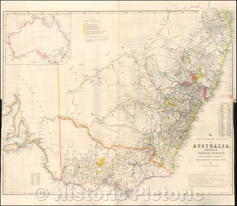 Historic Map - The South Eastern Portion of Australia, 1853, John Arrowsmith - Vintage Wall Art