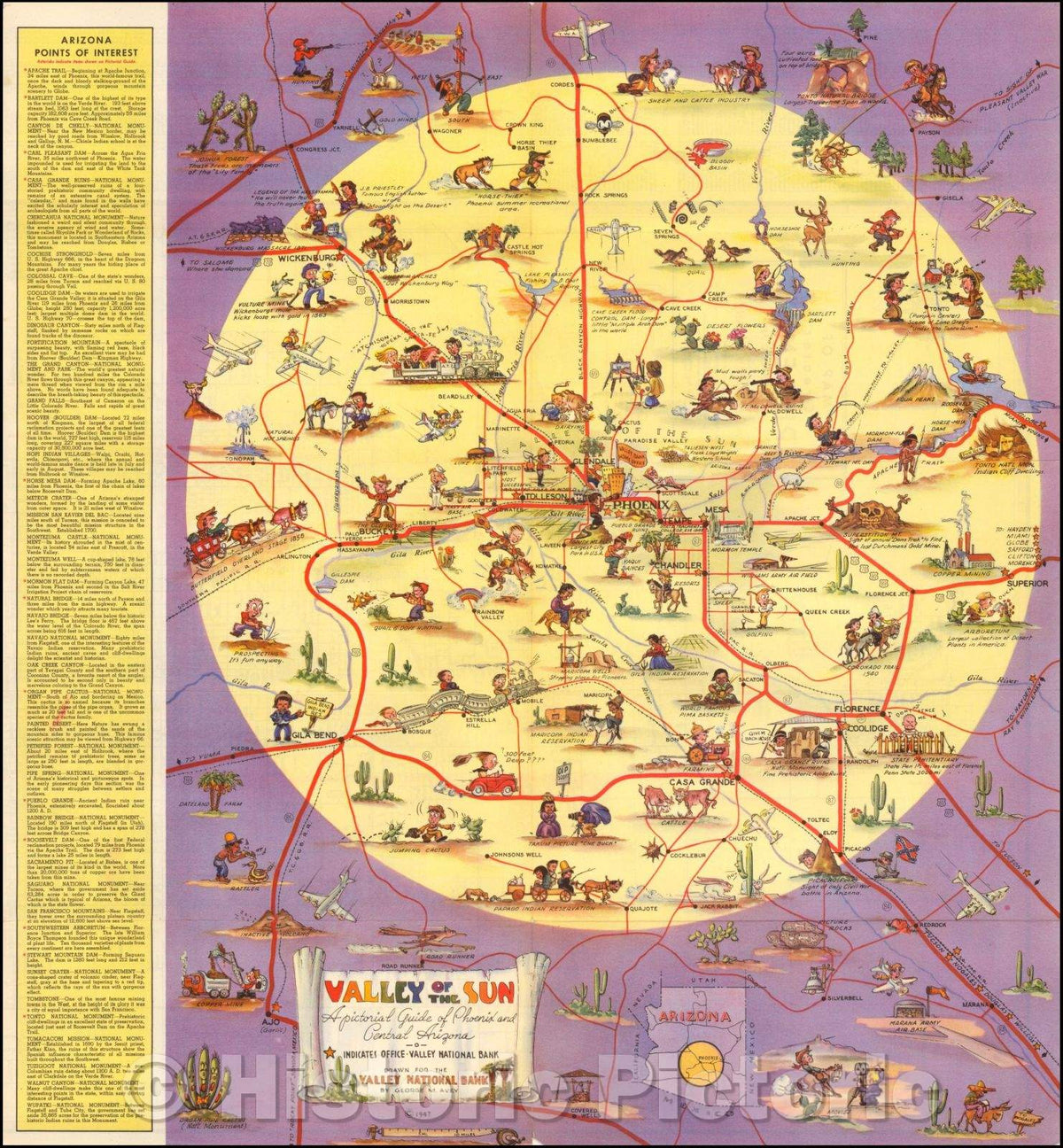 Historic Map - Valley of the Sun A Pictorial Guide of Phoenix and Cent ...